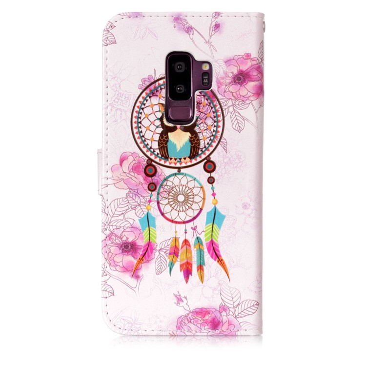 Patterned Rubberized Wallet Leather Mobile Casing for Samsung Galaxy S9+ G965 - Owl Dream Catcher-2