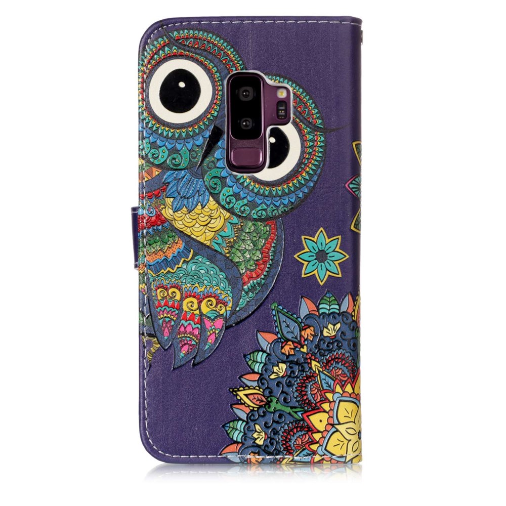 Custodia Per Cellulare in Pelle Gommata Per Stampare Motivi Per Samsung Galaxy S9+ G965 - Gufo e Fiore-2