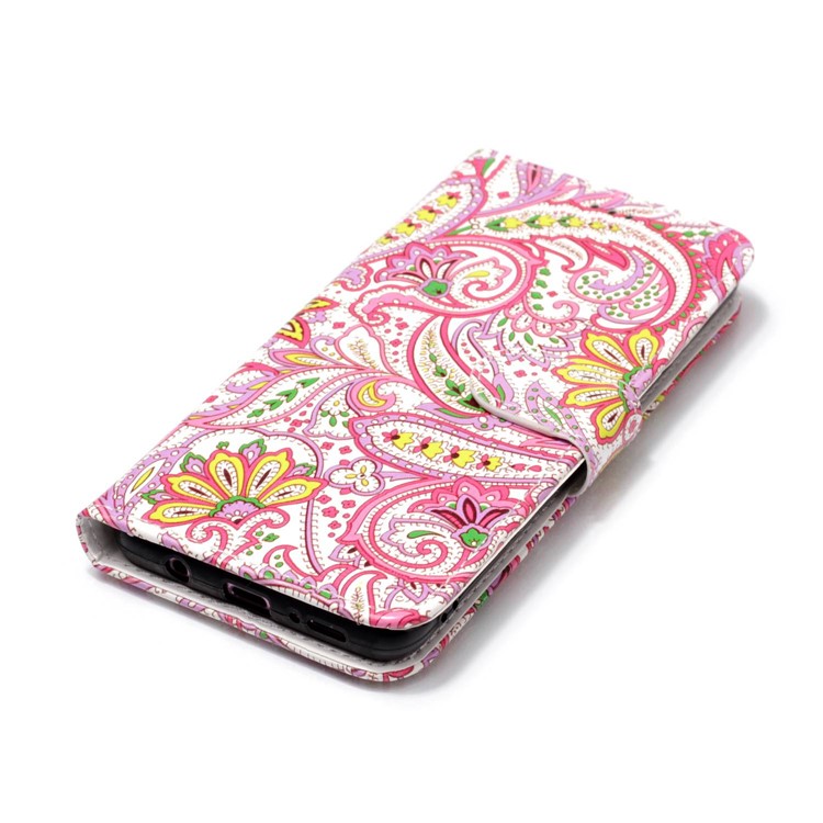 Pattered Rubberized Stand Leather Cellphone Cover for Samsung Galaxy S9+ G965 - Paisley Flower-4