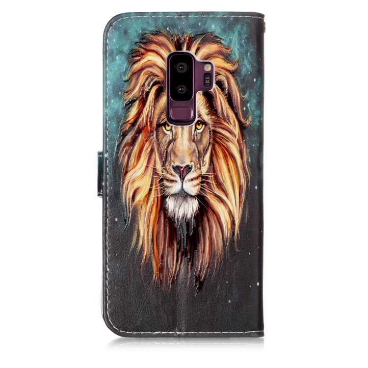 Pattern Printing Rubberized Protective Leather Case for Samsung Galaxy S9+ G965 - Lion-2