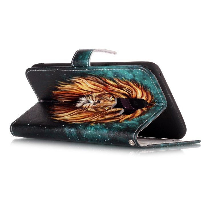 Pattern Printing Rubberized Protective Leather Case for Samsung Galaxy S9+ G965 - Lion-3