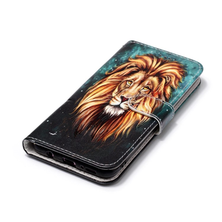 Pattern Printing Rubberized Protective Leather Case for Samsung Galaxy S9+ G965 - Lion-4
