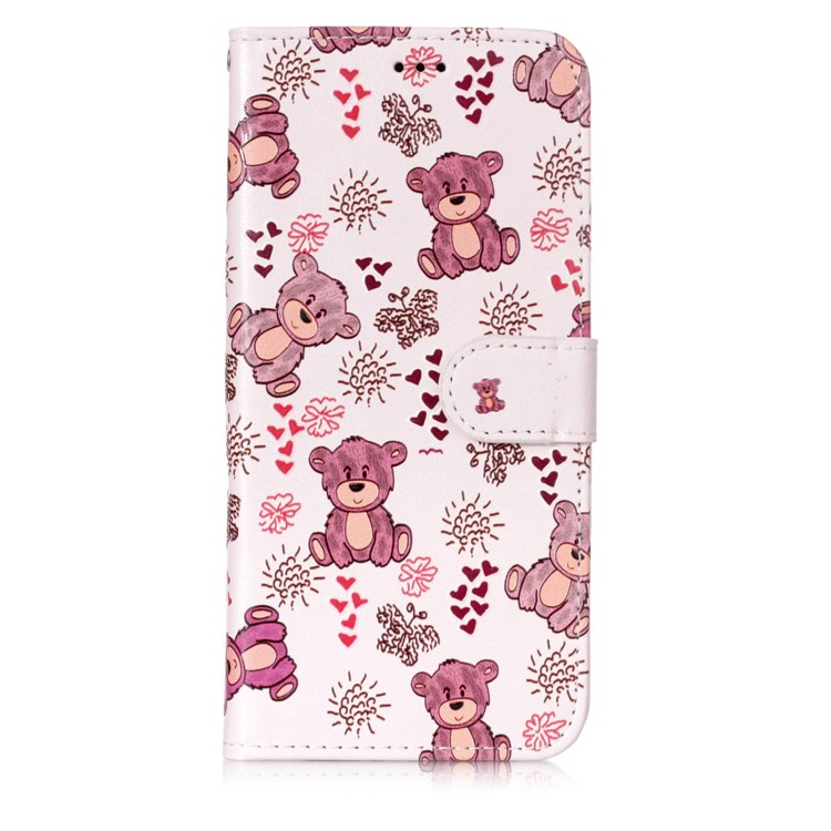 Patterned Rubberized Wallet Leather Cover Protector for Samsung Galaxy S9+ G965 - Bears-1