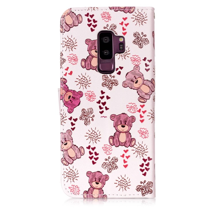 Patterned Rubberized Wallet Leather Cover Protector for Samsung Galaxy S9+ G965 - Bears-2
