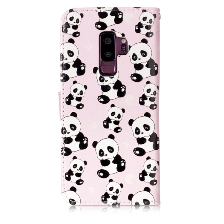 Pattern Printing Rubberized Flip Leather Case Cover for Samsung Galaxy S9+ G965 - Pandas-2