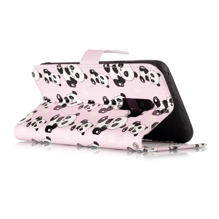 Pattern Printing Rubberized Flip Leather Case Cover for Samsung Galaxy S9+ G965 - Pandas-3