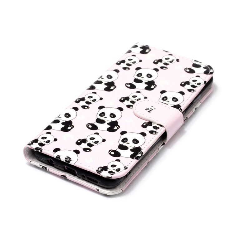 Pattern Printing Rubberized Flip Leather Case Cover for Samsung Galaxy S9+ G965 - Pandas-4