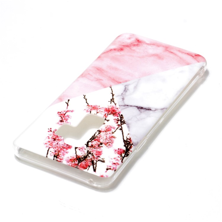 IMD Patterned TPU Soft Cover for Samsung Galaxy S9 Plus G965 - White/Pink Marble and Flowers-3