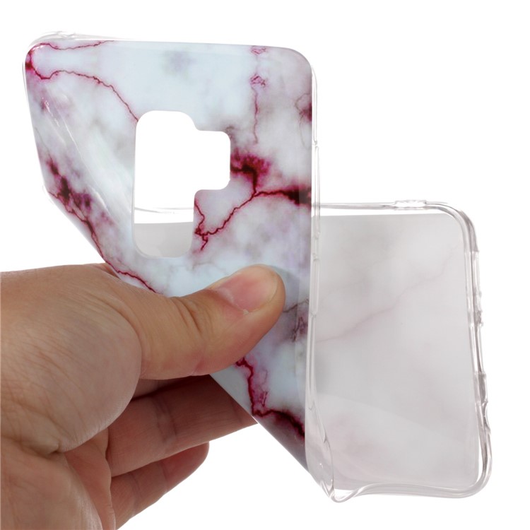 IMD Patterned TPU Jelly Cover for Samsung Galaxy S9 Plus G965 - Rose/White Marble-4