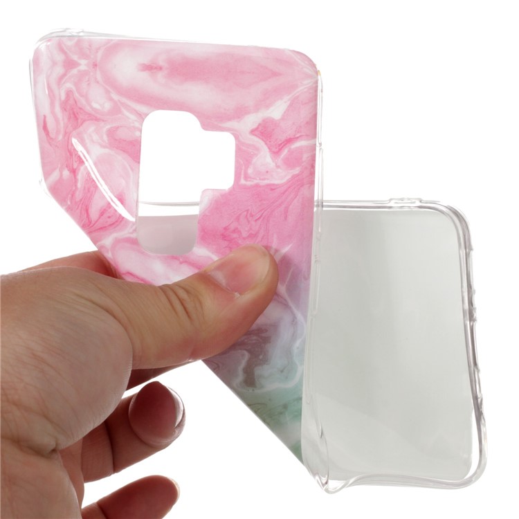 IMD Patterned TPU Soft Protective Cover for Samsung Galaxy S9 Plus G965 - Green/Rose Lava-4