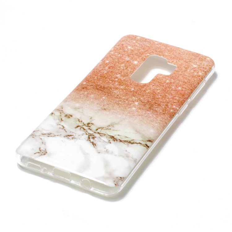 IMD Patterned TPU Soft Phone Cover for Samsung Galaxy S9 Plus G965 - Grey Marble and Glittery Powder-2