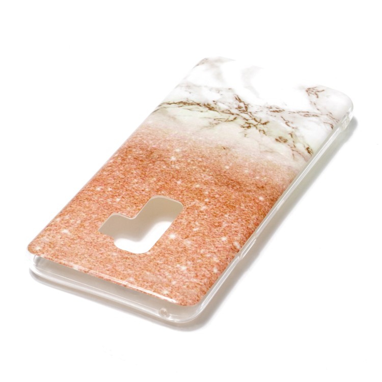 IMD Patterned TPU Soft Phone Cover for Samsung Galaxy S9 Plus G965 - Grey Marble and Glittery Powder-3