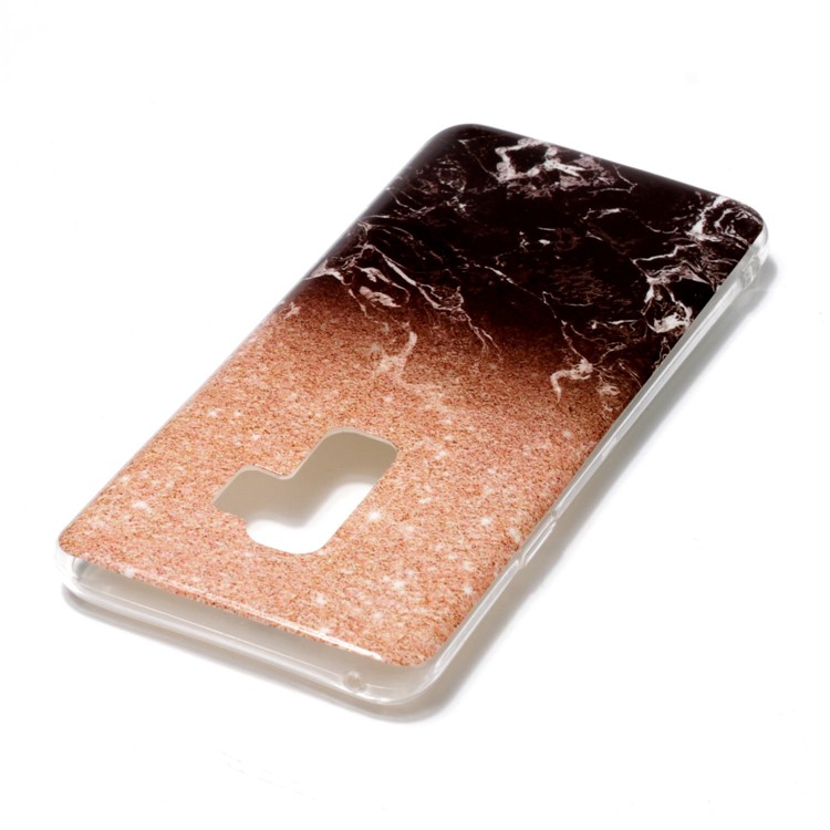 IMD Patterned TPU Gel Case for Samsung Galaxy S9 Plus G965 - Black Marble and Glittery Powder-3
