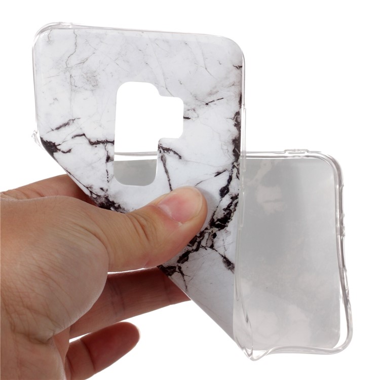 IMD Patterned TPU Phone Shell Case for Samsung Galaxy S9 Plus G965 - Black/White Marble-4
