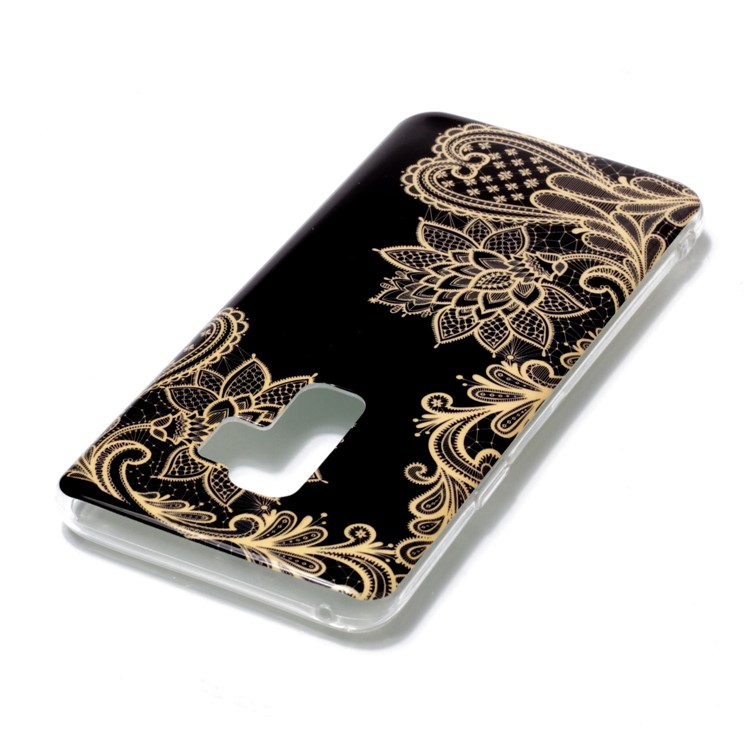 Pattern Printing IMD TPU Case for Samsung Galaxy S9+ SM-G965 - Gold Flowers-3