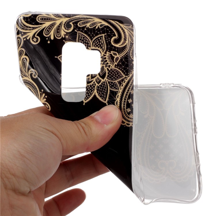 Pattern Printing IMD TPU Case for Samsung Galaxy S9+ SM-G965 - Gold Flowers-4