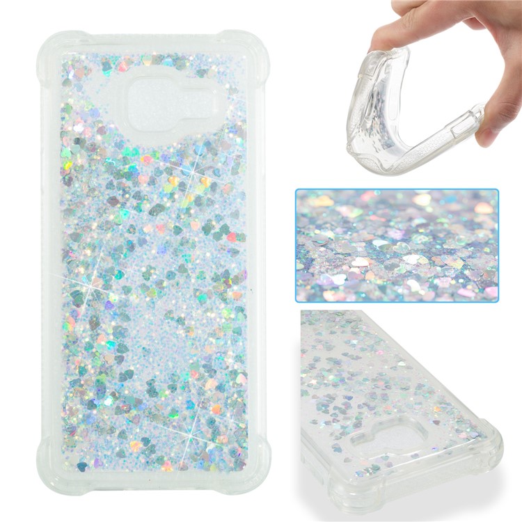 Dynamic Liquid Glitter Powder Heart Shaped Sequins Shockproof TPU Case for Samsung Galaxy A3 SM-A310F (2016) - Silver-1