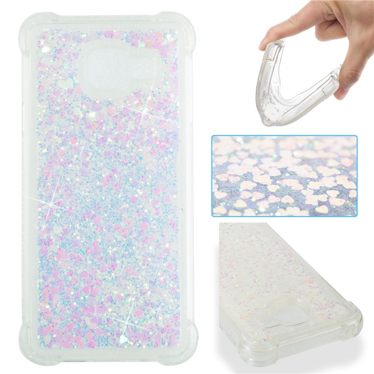 Dynamic Liquid Glitter Powder Heart Shaped Sequins Shockproof TPU Cover for Samsung Galaxy A3 SM-A310F (2016) - Pink-1
