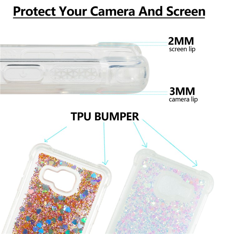 Dynamic Liquid Glitter Powder Heart Shaped Sequins Shockproof TPU Cover for Samsung Galaxy A3 SM-A310F (2016) - Pink-2