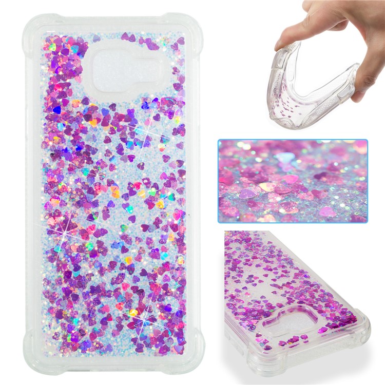 Dynamic Liquid Glitter Powder Heart Shaped Sequins Shockproof TPU Casing for Samsung Galaxy A3 SM-A310F (2016) - Rose-1