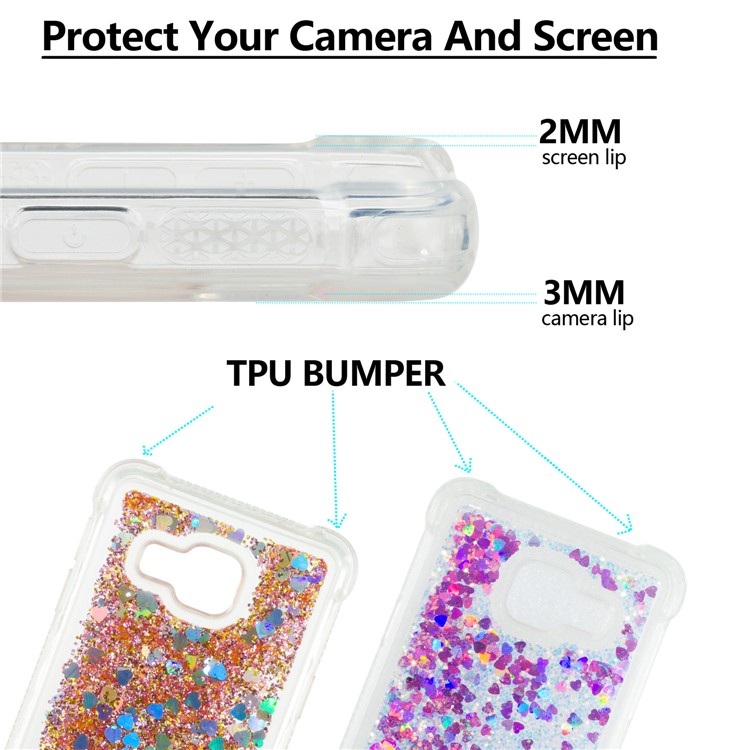 Dynamic Liquid Glitter Powder Heart Shaped Sequins Shockproof TPU Casing for Samsung Galaxy A3 SM-A310F (2016) - Rose-2