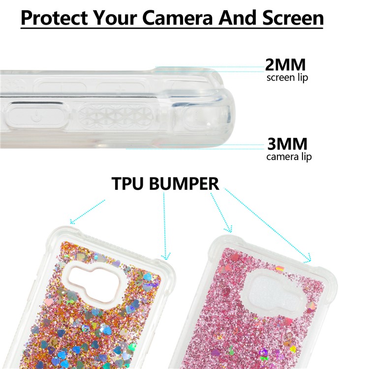 Dynamic Liquid Glitter Powder Heart Shaped Sequins Shockproof TPU Shell for Samsung Galaxy A3 SM-A310F (2016) - Rose Gold-2