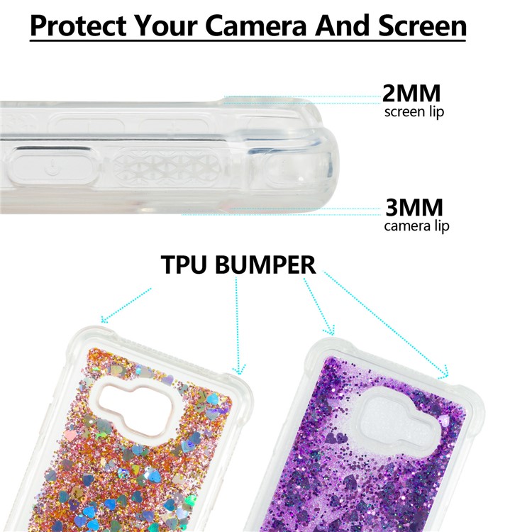 Dynamic Liquid Glitter Powder Heart Shaped Sequins Shockproof TPU Cell Phone Case for Samsung Galaxy A3 SM-A310F (2016) - Purple-2