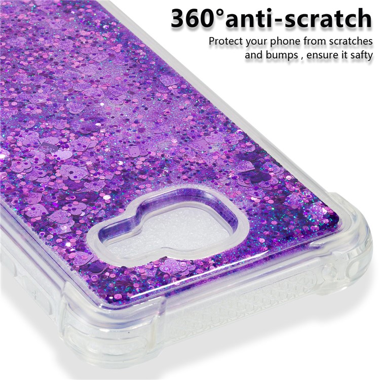 Dynamic Liquid Glitter Powder Heart Shaped Sequins Shockproof TPU Cell Phone Case for Samsung Galaxy A3 SM-A310F (2016) - Purple-3