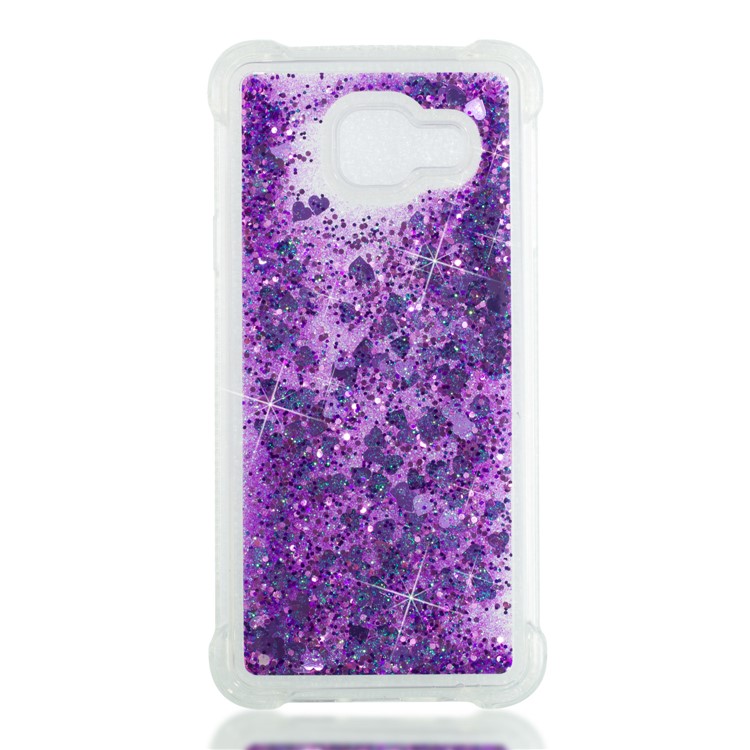 Dynamic Liquid Glitter Powder Heart Shaped Sequins Shockproof TPU Cell Phone Case for Samsung Galaxy A3 SM-A310F (2016) - Purple-4