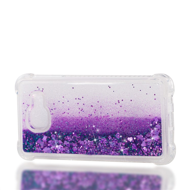 Dynamic Liquid Glitter Powder Heart Shaped Sequins Shockproof TPU Cell Phone Case for Samsung Galaxy A3 SM-A310F (2016) - Purple-7