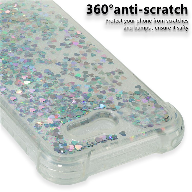 Dynamic Liquid Glitter Powder Heart Shaped Sequins Shockproof TPU Case for Samsung Galaxy J3 2017 US Version/J3 Emerge/J3 Prime - Silver-3