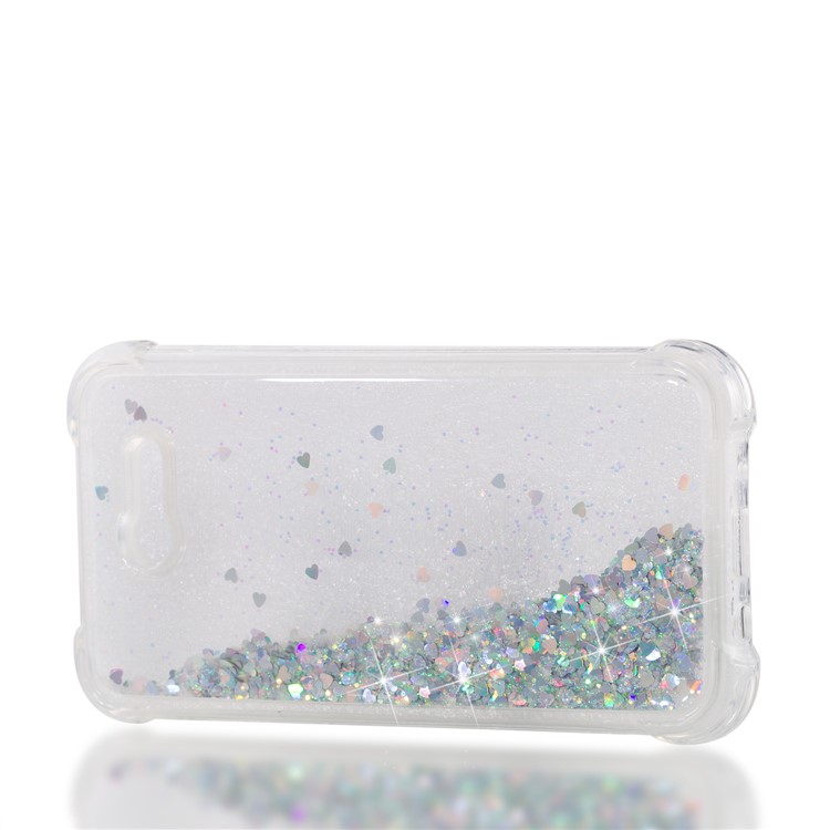 Dynamic Liquid Glitter Powder Heart Shaped Sequins Shockproof TPU Case for Samsung Galaxy J3 2017 US Version/J3 Emerge/J3 Prime - Silver-7