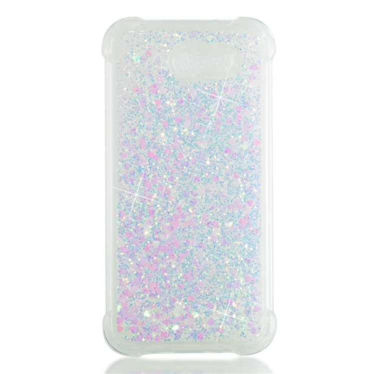 Dynamic Liquid Glitter Powder Heart Shaped Sequins Shockproof TPU Cover for Samsung Galaxy J3 2017 US Version/J3 Emerge/J3 Prime - Pink-4