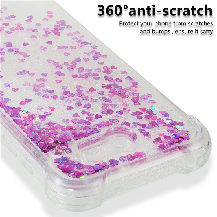 Dynamic Liquid Glitter Powder Heart Shaped Sequins Shockproof TPU Casing for Samsung Galaxy J3 2017 US Version/J3 Emerge/J3 Prime - Rose-3