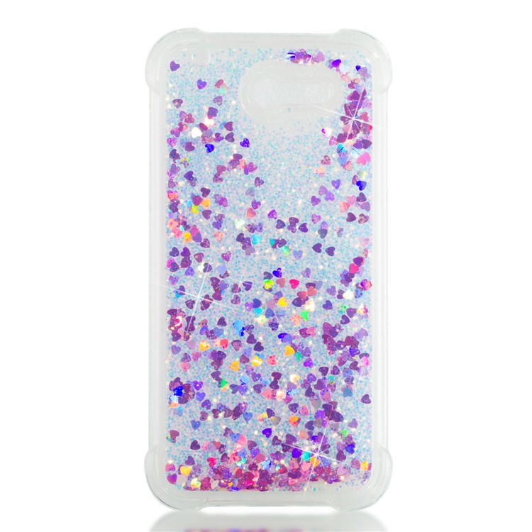 Dynamic Liquid Glitter Powder Heart Shaped Sequins Shockproof TPU Casing for Samsung Galaxy J3 2017 US Version/J3 Emerge/J3 Prime - Rose-4