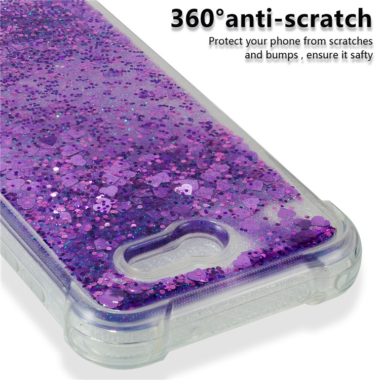 Dynamic Liquid Glitter Powder Heart Shaped Sequins Shockproof TPU Back Case for Samsung Galaxy J3 2017 US Version/J3 Emerge/J3 Prime - Purple-3