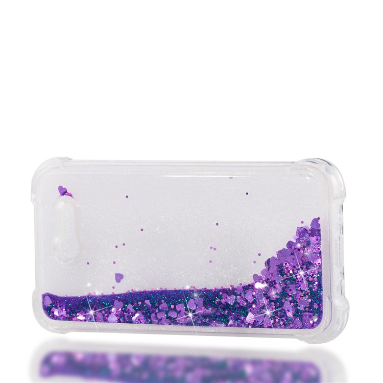 Dynamic Liquid Glitter Powder Heart Shaped Sequins Shockproof TPU Back Case for Samsung Galaxy J3 2017 US Version/J3 Emerge/J3 Prime - Purple-7