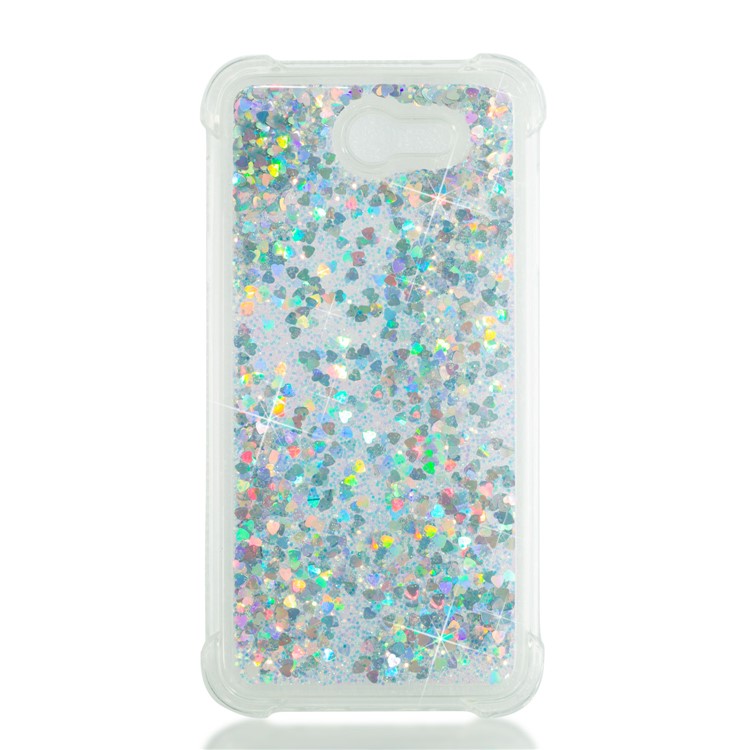 Dynamic Liquid Glitter Powder Sequins Shockproof TPU Back Case for Samsung Galaxy J7 V / J7 Perx - Silver-4