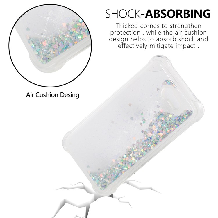 Dynamic Liquid Glitter Powder Sequins Shockproof TPU Back Case for Samsung Galaxy J7 V / J7 Perx - Silver-6