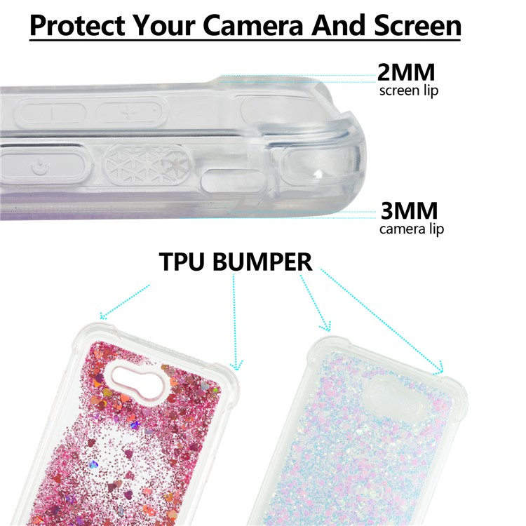 Dynamic Liquid Glitter Powder Sequins Shockproof TPU Cover for Samsung Galaxy J7 V / J7 Perx - Pink-2