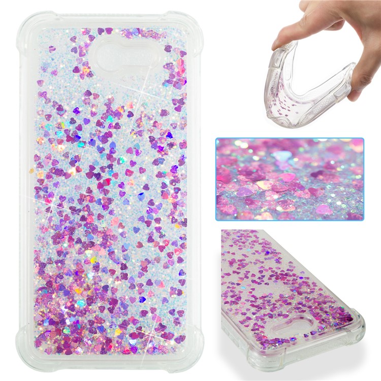 Dynamic Liquid Glitter Powder Sequins Shockproof TPU Phone Shell for Samsung Galaxy J7 V / J7 Perx - Rose-1