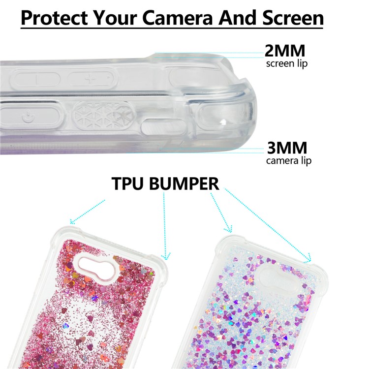 Dynamic Liquid Glitter Powder Sequins Shockproof TPU Phone Shell for Samsung Galaxy J7 V / J7 Perx - Rose-2