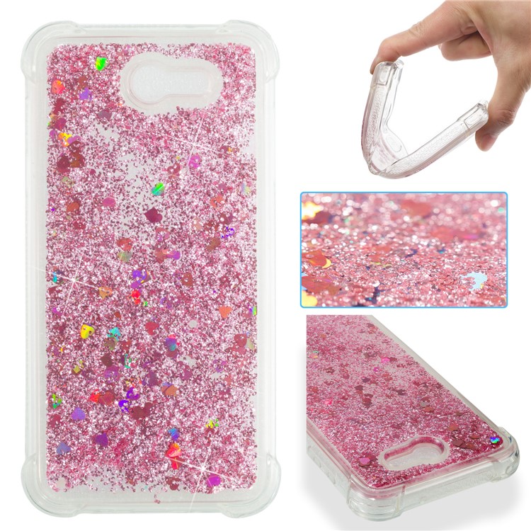 Dynamic Liquid Glitter Powder Sequins Shockproof TPU Protection Case for Samsung Galaxy J7 V / J7 Perx - Rose Gold-1