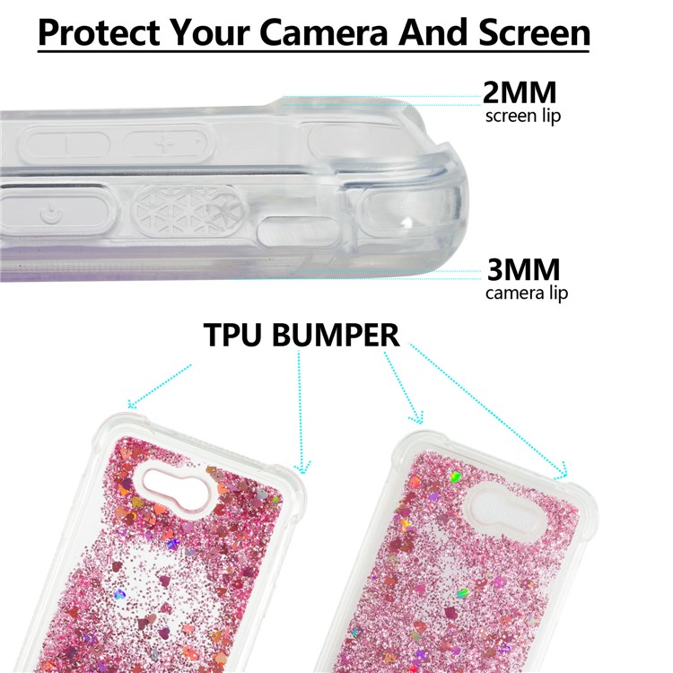Dynamic Liquid Glitter Powder Sequins Shockproof TPU Protection Case for Samsung Galaxy J7 V / J7 Perx - Rose Gold-2