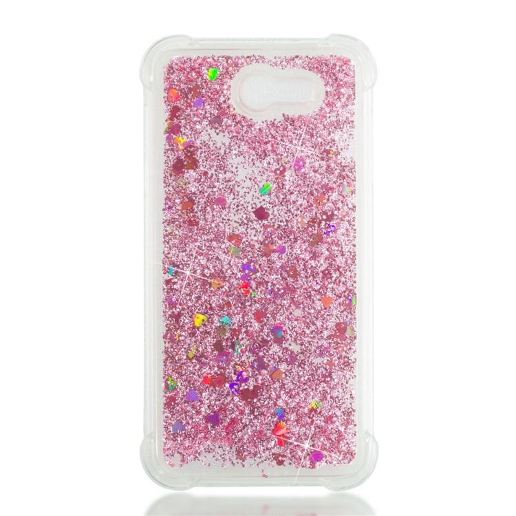 Dynamic Liquid Glitter Powder Sequins Shockproof TPU Protection Case for Samsung Galaxy J7 V / J7 Perx - Rose Gold-4