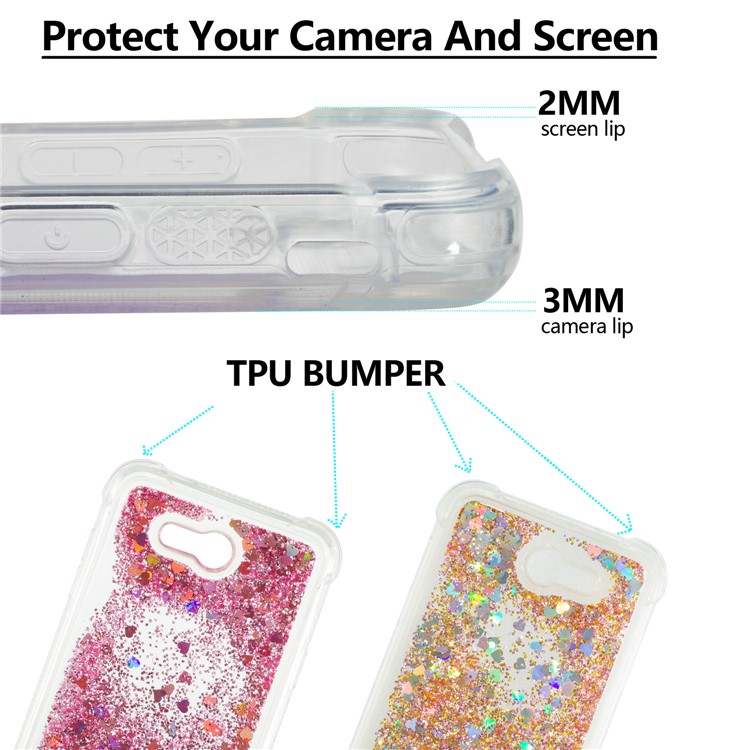 Dynamic Liquid Glitter Powder Sequins Shockproof TPU Mobile Casing for Samsung Galaxy J7 V / J7 Perx - Gold-2