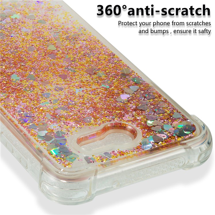 Dynamic Liquid Glitter Powder Sequins Shockproof TPU Mobile Casing for Samsung Galaxy J7 V / J7 Perx - Gold-3