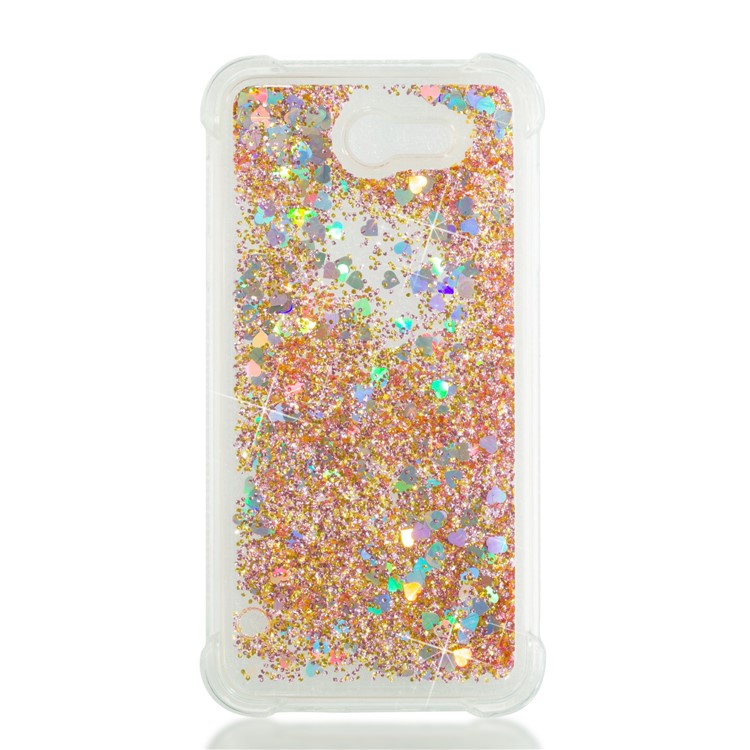Dynamic Liquid Glitter Powder Sequins Shockproof TPU Mobile Casing for Samsung Galaxy J7 V / J7 Perx - Gold-4