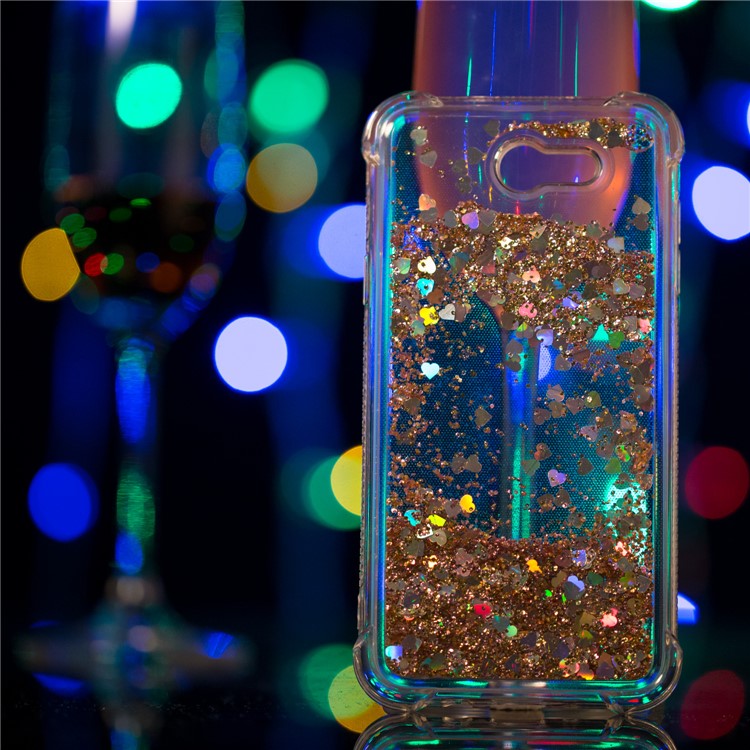 Dynamic Liquid Glitter Powder Sequins Shockproof TPU Mobile Casing for Samsung Galaxy J7 V / J7 Perx - Gold-5