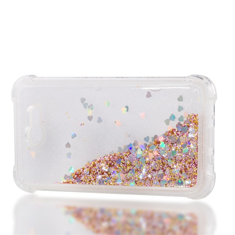 Dynamic Liquid Glitter Powder Sequins Shockproof TPU Mobile Casing for Samsung Galaxy J7 V / J7 Perx - Gold-7